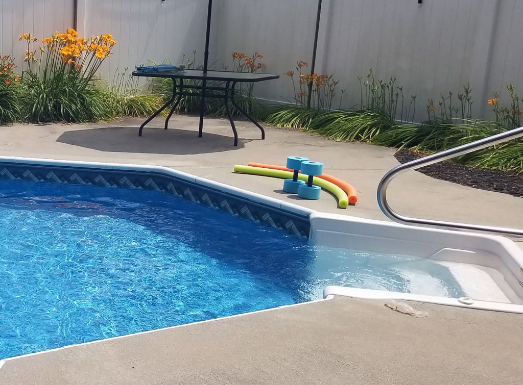 swimming pool with aquatic fitness equipment